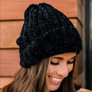 Chill Connection Black Chenille Beanie